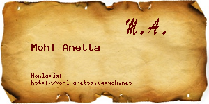 Mohl Anetta névjegykártya